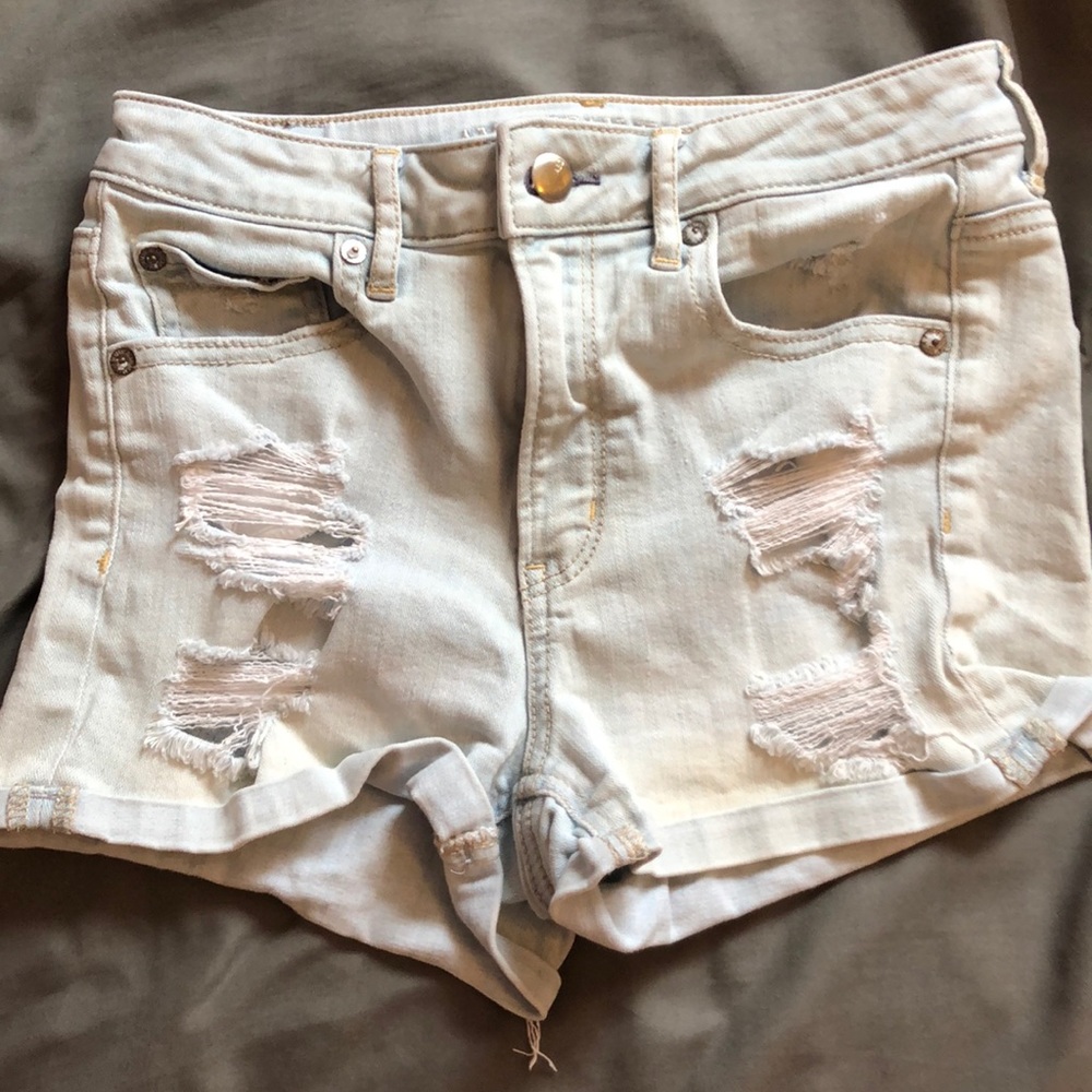 Light wash distressed American eagle shorts